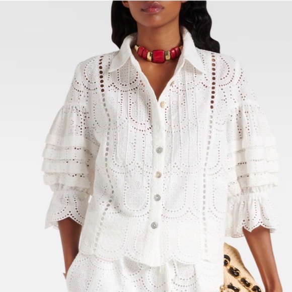 FARM Rio Tops - Farm Rio Embroidered Cotton Shirt